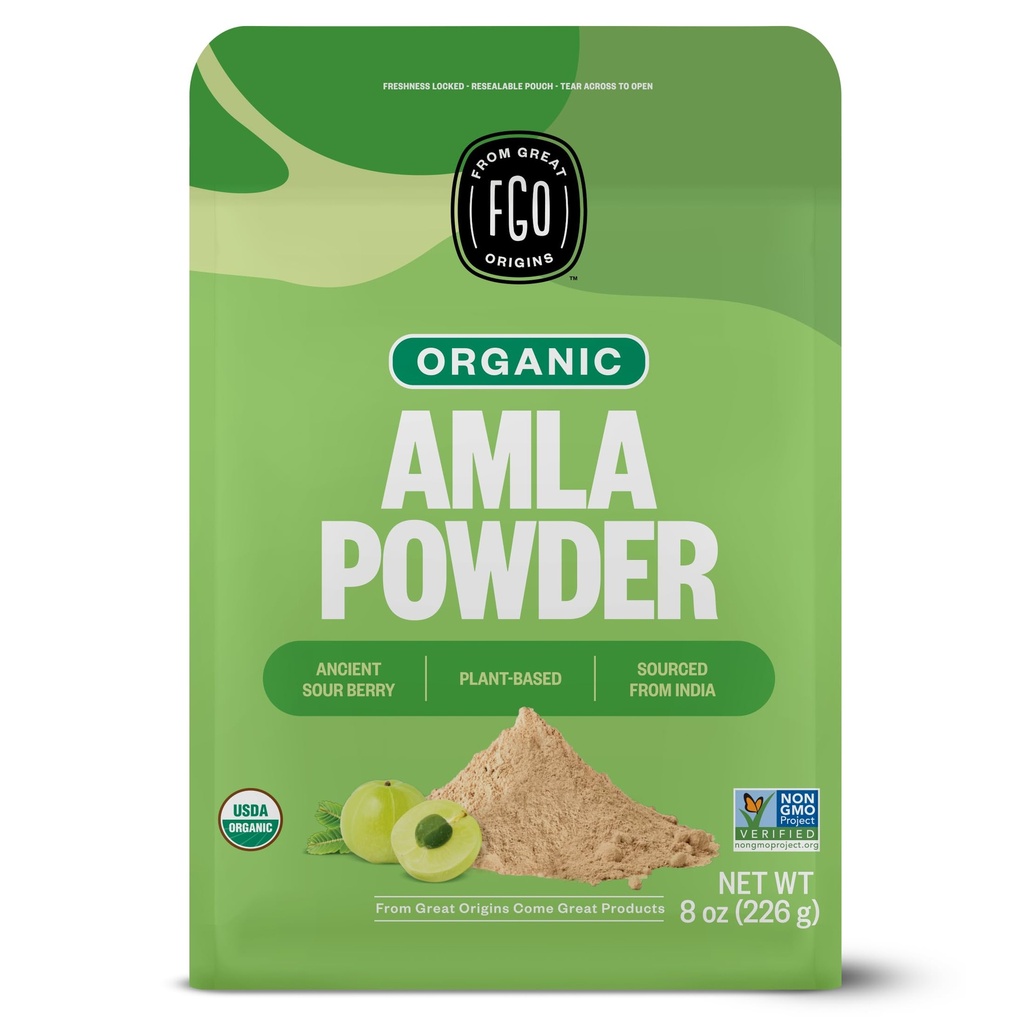 FGO Organik Amla Toz, 8oz, USDA Organik Hint Gooseberry (Amalaki), Non-GMO, Doğal Vitamin C -% 100 Raw ve Natural (Paket 1)