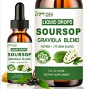 Soursop Graviola Liquid Drops, Organik Soursop W / Deniz Moss, Yaşlı Vitamin C ve çinko, 16-in-1 Soursop Bitters Sıvı Hücre Desteği, Antioksi ve Immune Support 2 Fl/Oz