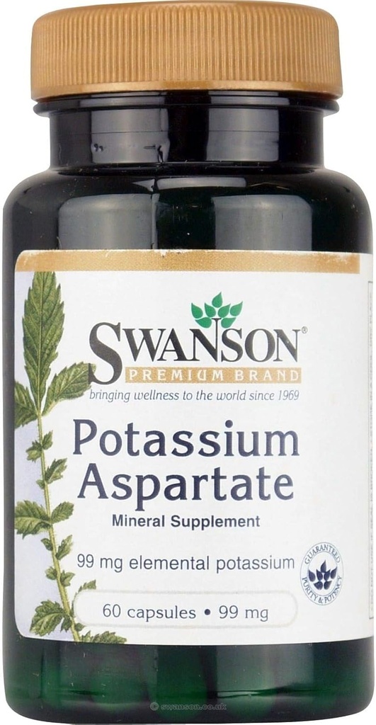 Swanson Potassium Aspartate 99 Milligrams 60 Capsules