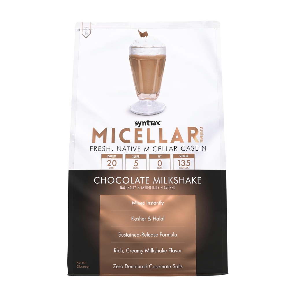 Syntrax Nutrition Micellar Creme, Fresh, Native Micellar Casein, Chocolate Milkshake, 2 lb