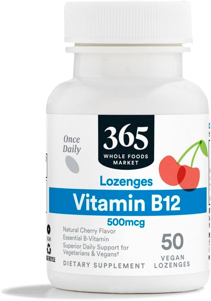365 by Whole Foods Market, B12 50006 Lozenges, Natural Cherry Flavor, Vegan, 50 Count