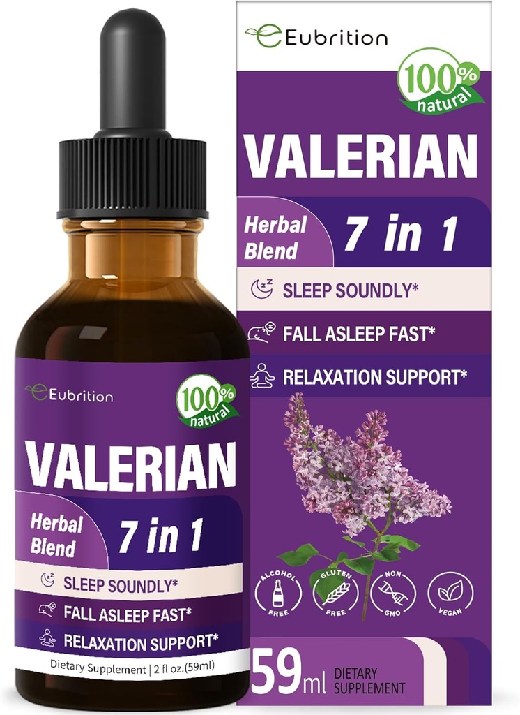 Valerian Root Sleep Support Drops, Passion Flower, Χαμομήλι, Λεβάντα, Φύλλα Soursop, & Hibiscus Herb Extract Συμπλήρωμα Βάμμα για Ύπνο Ήχος & Βαθιά. Τέλεια με τους ήχους ύπνου. 2oz