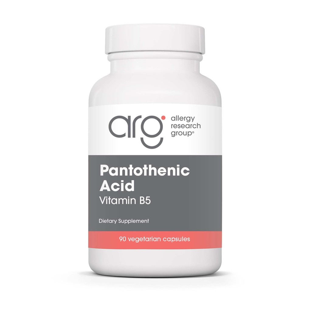 Alerji Araştırma Grubu Pantothenic Asit - Erkekler ve Kadınlar için B5 Vitamini, 50 mg Supplement, Pure, Organic, Vegetarian Capsules - 90 Count Count