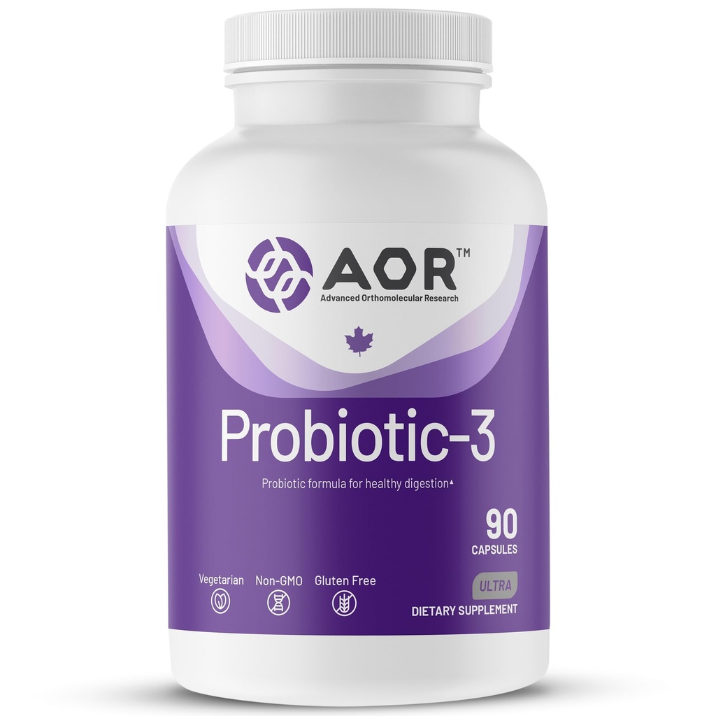 AOR, Probiotic 3, Digestive Aid for a Healthy Gassetric Tract, Gut Flora and Immune Response, Dietary Supplement, 45 Servings (90 Κάψουλες)