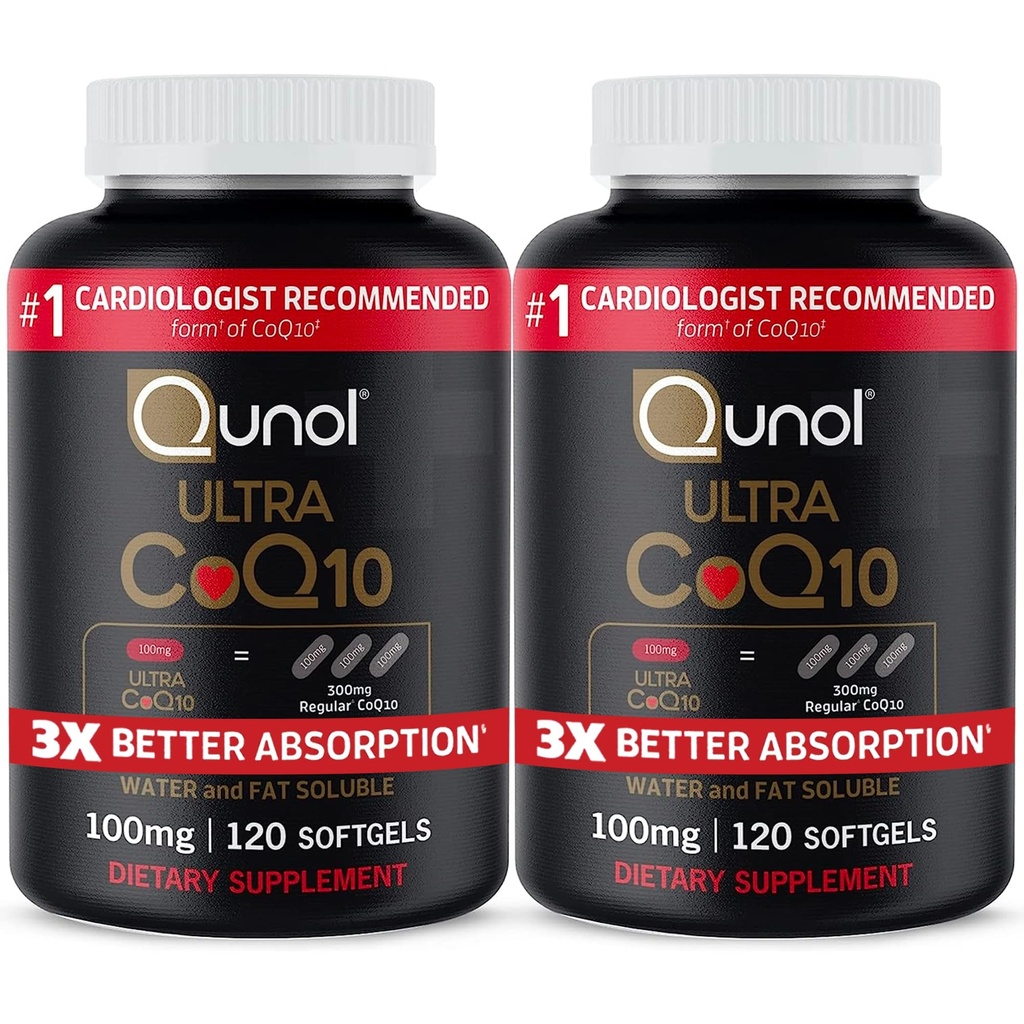 Qunol Ultra CoQ10 100 mg, 3x Daha İyi Aborpsiyon, Patentli Su ve Fat ► Natural Supplement Form of Coenzyme Q10, Antioxy for Heart Health, 240 Count Softgels