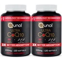 Qunol Ultra CoQ10 100 mg, 3x Daha İyi Aborpsiyon, Patentli Su ve Fat ► Natural Supplement Form of Coenzyme Q10, Antioxy for Heart Health, 240 Count Softgels