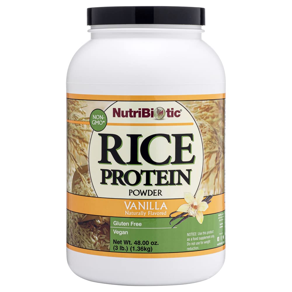 NutriBiotic – Vanilla Rice proteini, 3 Lb (1.36kg) | Low Carb, Keto-Friendly, Vegan, Raw Toz | Grown & Processed Without Chemical, GMOs veya Gluten | Easy to Digest & Nutrient Rich