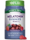 Doğanın Gerçek Melatonin 10 mg Gummies | 70 Kont | Berry Flavor | Vegan, Non-GMO ve Gluten Free Supplement Supplement