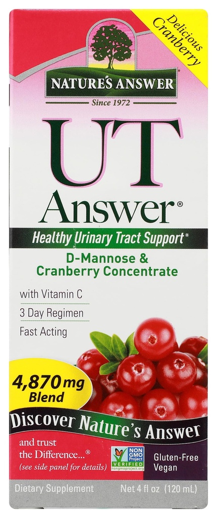 Nature's Cevap UT Cevap | Urinary Tract System Support | Cranberry Flavor Diyetary Supplement | Alkol Özgür, Gluten-Free, Hayvanlar ve Vegan 4oz