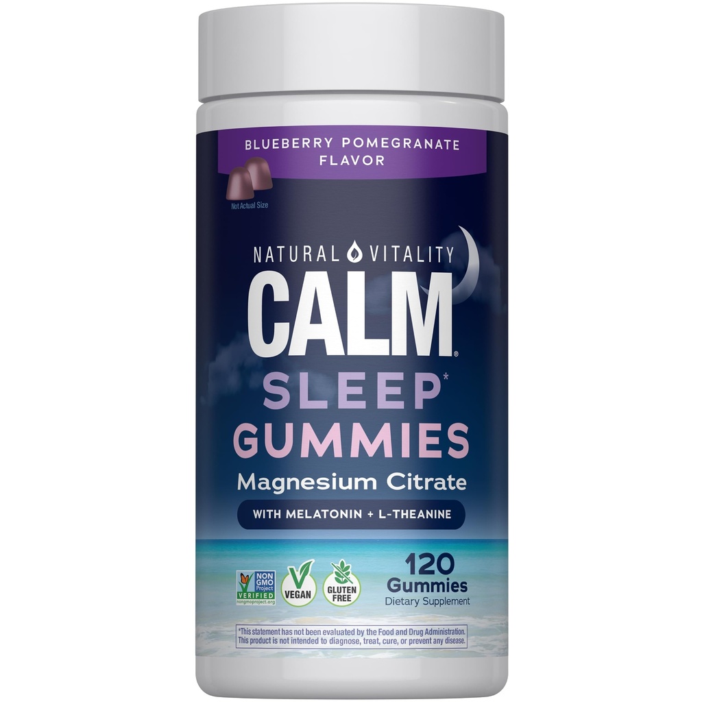 Doğal Vitality SLEEP Gummies, Melatonin ve L-Theanine, Vegan, Gluten Free, Helps the Body Ease into Sleep, Blueberry Pomegranate 120