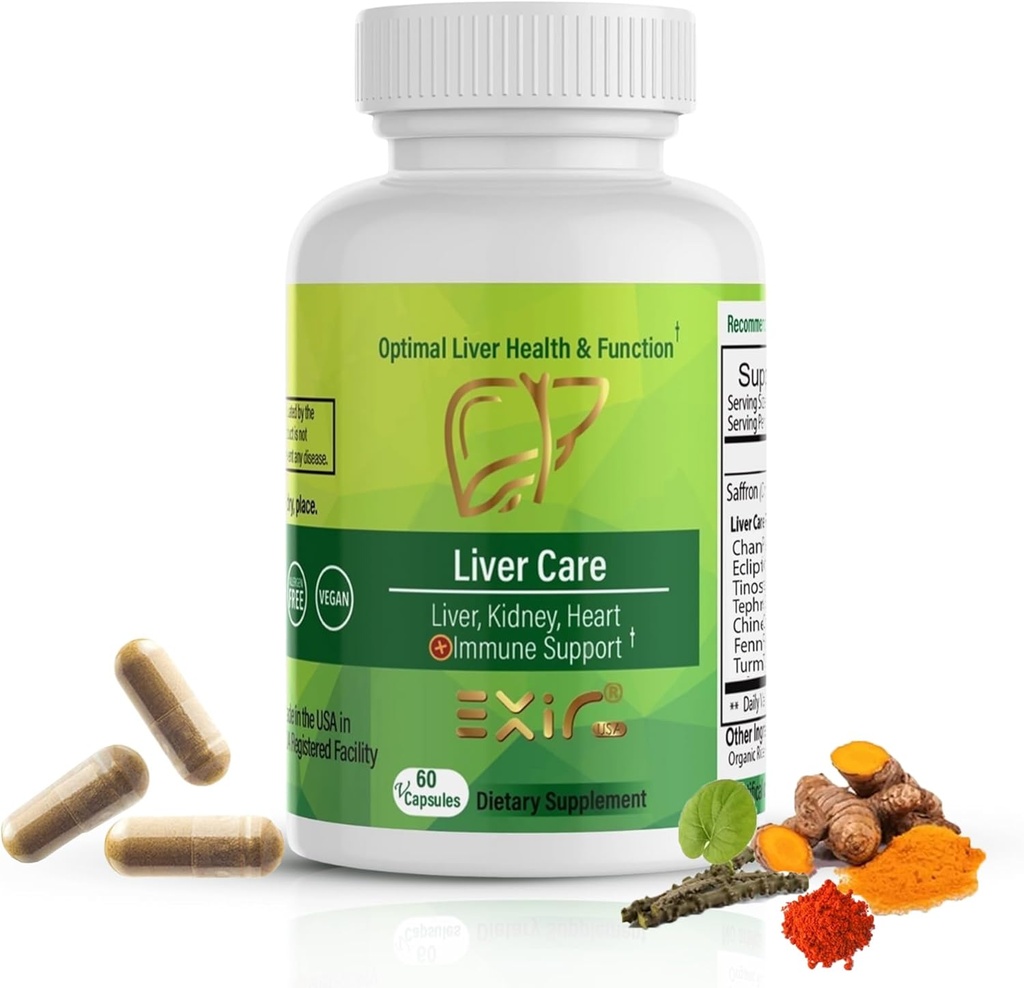 EXIR Liver Cleanse Herbal Supplement, 60 Vegan Capsules – with Saffron, Chanca Piedra, Tinospora & Eclipta – Herbal Support for Liver Wellness, Digestive Balance & Antioxidant Activity