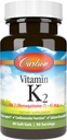 Carlson - Βιταμίνη K2 MK-7 (Μενακινόνη), 45 mcg, Οστική υποστήριξη, Βιοδιαθεσιμότητα ασβεστίου, βιταμίνη K2, βιταμίνη K-2, 90 Softgels