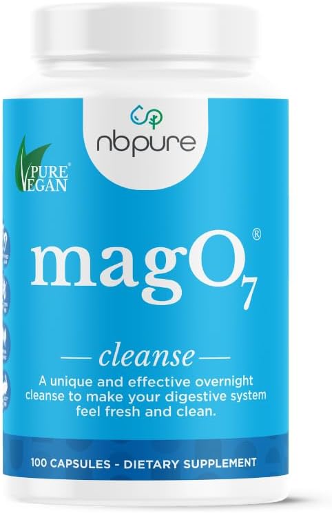 nbpure MagO7 - Doğal Kolon Temiz ve Detox - Occasional Constipation Relief, Stool Softing, & Bloating Support for Men & Women - Ozonated Magnezyum Oksit, 100 Capsules