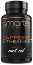SmarterVitamins 200mg χάπια καφεΐνης - MCT Λάδι από 100% καρύδες + 100mg L-Θεανίνη, Ενέργεια και Εστίαση, Εκτεταμένη κάψουλα απελευθέρωσης, 50 υγρά Softgels
