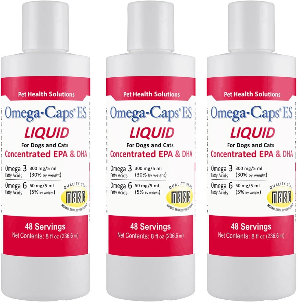 Pet Health Solutions ES Material for Dogs and Cats, Tempd EPA ve DHA, Omega-3 Liquid Supplement, Fatty Acids, Antioksis, Vitamins Minerals, Supports Health Commons, Skin & Coat, 24oz