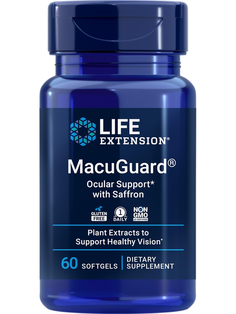 Life Extension MacuGuard Ocular Support with Saffron – Eye Health Supplement for Health Vision – Lutein, Meso-zeaxanthin, zeaxanthin, Saffron – Gluten-Free, Non-GMO – 60 yumuşakgels