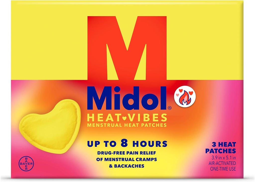 Midol Heat Vibes Menstrual Pain Relief Patches, Term Cramp ve Backache Relief için, 3 Paket