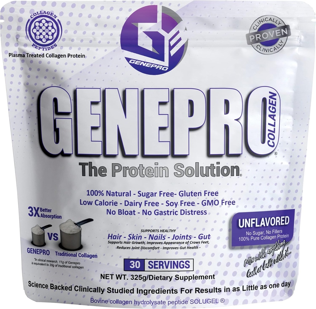 Kasgen Research Unflavored Protein Toz Collagen Peptides - Lactose-Free, Gluten-Free Protein Supplement Shake for Hair, Skin and Nails (30 Hizmet)
