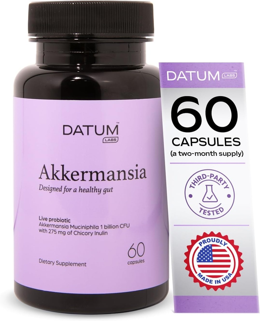 Akkermansia Muciniphila Probiyotik + Prebiyotik Supplement - GLP-1 Production, Gecikme, Üçüncü Parti Test Edildi, Raf Stable, 1Bn CFU (60 Acid-Resistant Capsules)