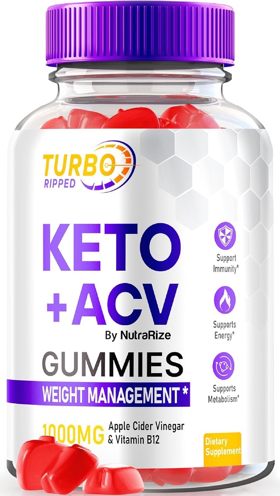 Turbo Ripped, Turbo Ripped Keto ACV Gummies, Resmi Kilo Kaybı Gummies, Apple Cider Vinegar 1000MG, All Natural ACV Gummy, Premium Keto + ACV Formula, TurboRipped Gomitas Yorumlar (60 Gummies)