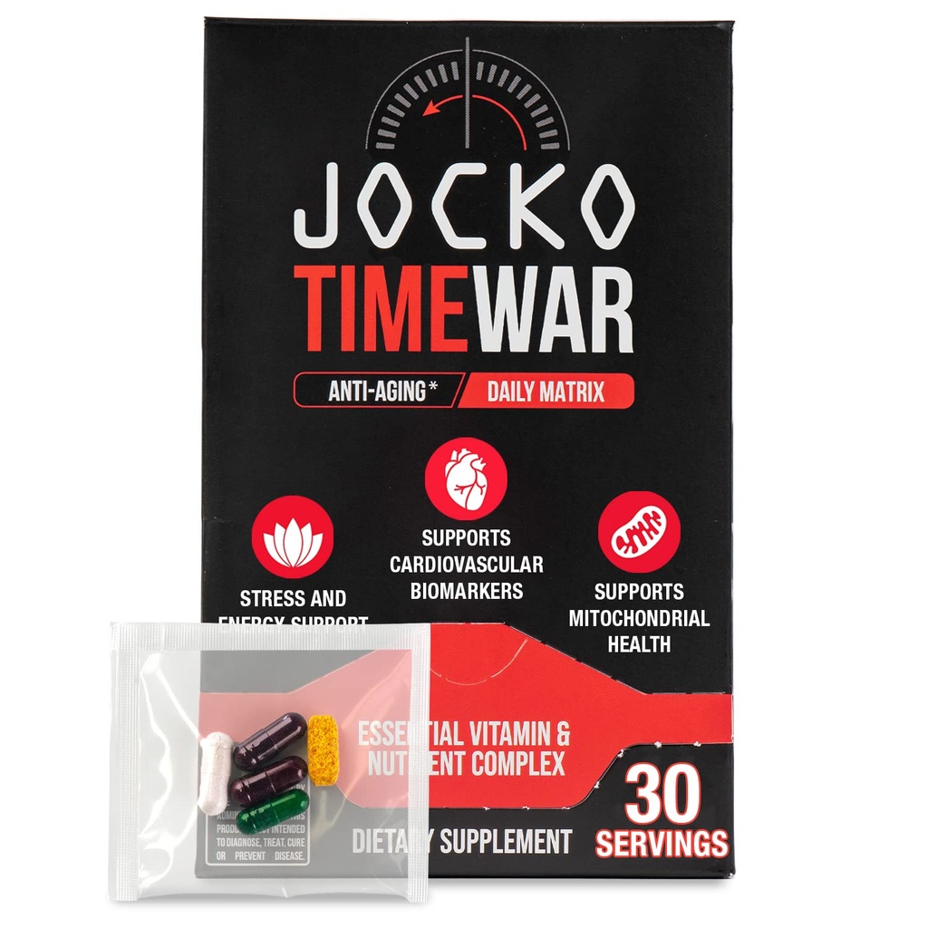 Jocko Yakıt Saati WAR - Erkekler ve Kadınlar için Çokvitamin. Sağlıklı Ağlama, Kalp, Bone ve Eye Health için NAD Supplement. Temel Vitaminler ve Mineraller, Stres Yardımı + Enerji Seviyeleri - 30 Gün Supply