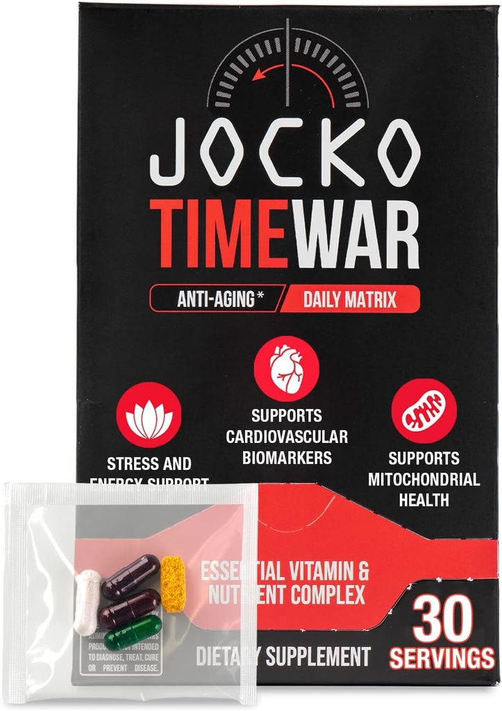 Jocko Yakıt Saati WAR - Erkekler ve Kadınlar için Çokvitamin. Sağlıklı Ağlama, Kalp, Bone ve Eye Health için NAD Supplement. Temel Vitaminler ve Mineraller, Stres Yardımı + Enerji Seviyeleri - 30 Gün Supply