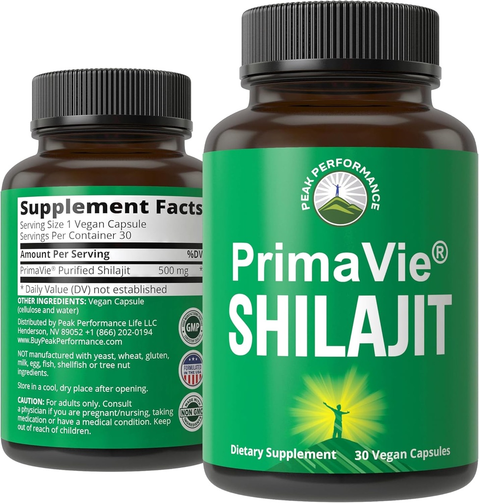 PrimaVie Purified Shilajit Capsules Made with Pure Shilajit Toz. Klinik olarak Doğal Tamamı 40+ Trace Minerals, Fulvic Acid ile test etti. Tabletler Mitochondria + Beyin Fonksiyonu