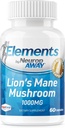 NöropAWAY Elements Organik Lions Mane Mushroom Extract Capsules (60 Acid Dayanıklı Capsules Per Şişe) Üçüncü Parti Test Edildi