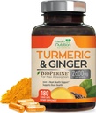 Turmeric Curcumin Supplement 2600 mg - Organik Ginger & Turmeric,% 95 Curcuminoids, BioPerine Black Pepper for Best Abpole, Nature's Vegan Ortak Desteği, Non-GMO, Şişed in USA - 180 Capsules
