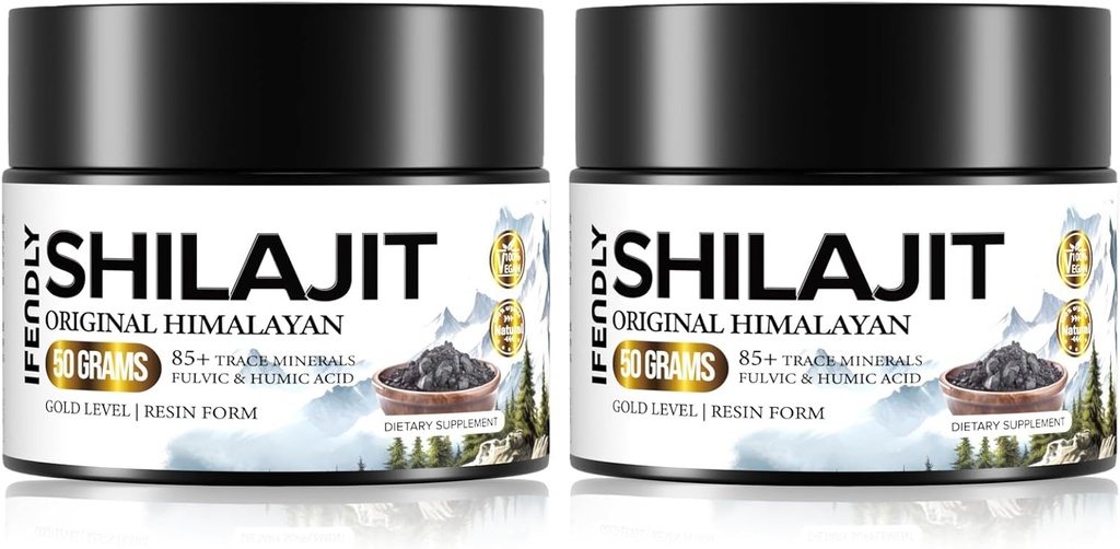 Shilajit Organic 600mg Μέγιστη ισχύς Gold Grade Shilajit Resin Shilajit συμπλήρωμα Φυσικό Αυθεντικό με 85+ Trace Minerals & Fulvic Acid για την ενέργεια, ασυλία, 50 γραμμάρια (2 πακέτο)