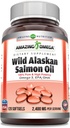 Amazing Omega Wild Alaskan Salmon Oil (Omega-3, EPA/DHA) Tamam | 2400 Mg Per | 120 Softgels | Non-GMO | Gluten-Free | Made in USA