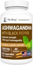 Dr. Berg Ashwagandha Capsules 1000 mg - The Ashwagandha Root with Black Pepper from Bioperine - Ashwagandha Supplements 90 Capsules