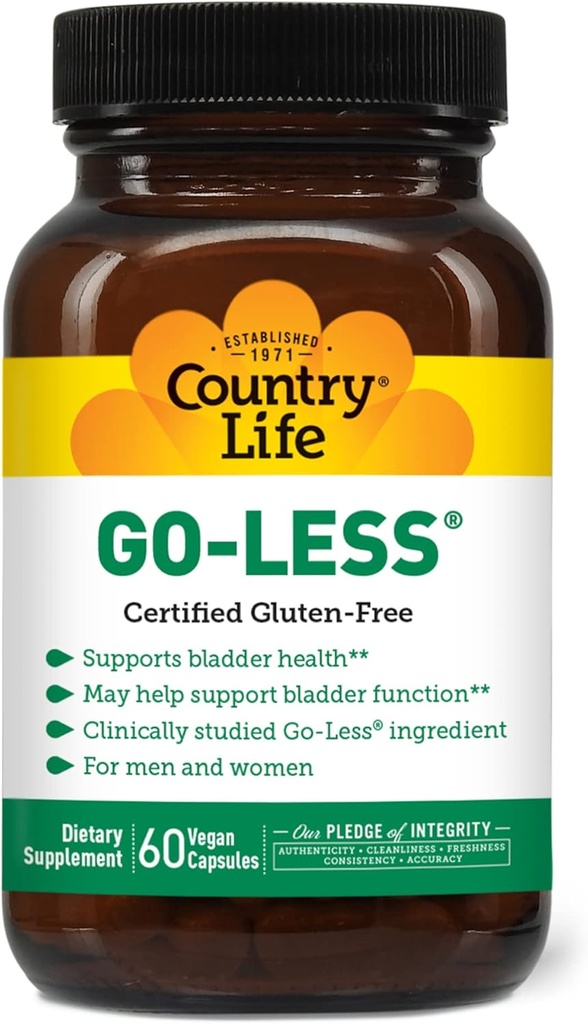 Country Life Go Less - Υποστηρίζει την υγεία της ουροδόχου κύστης για άνδρες και γυναίκες - 60 κάψουλες Vegan