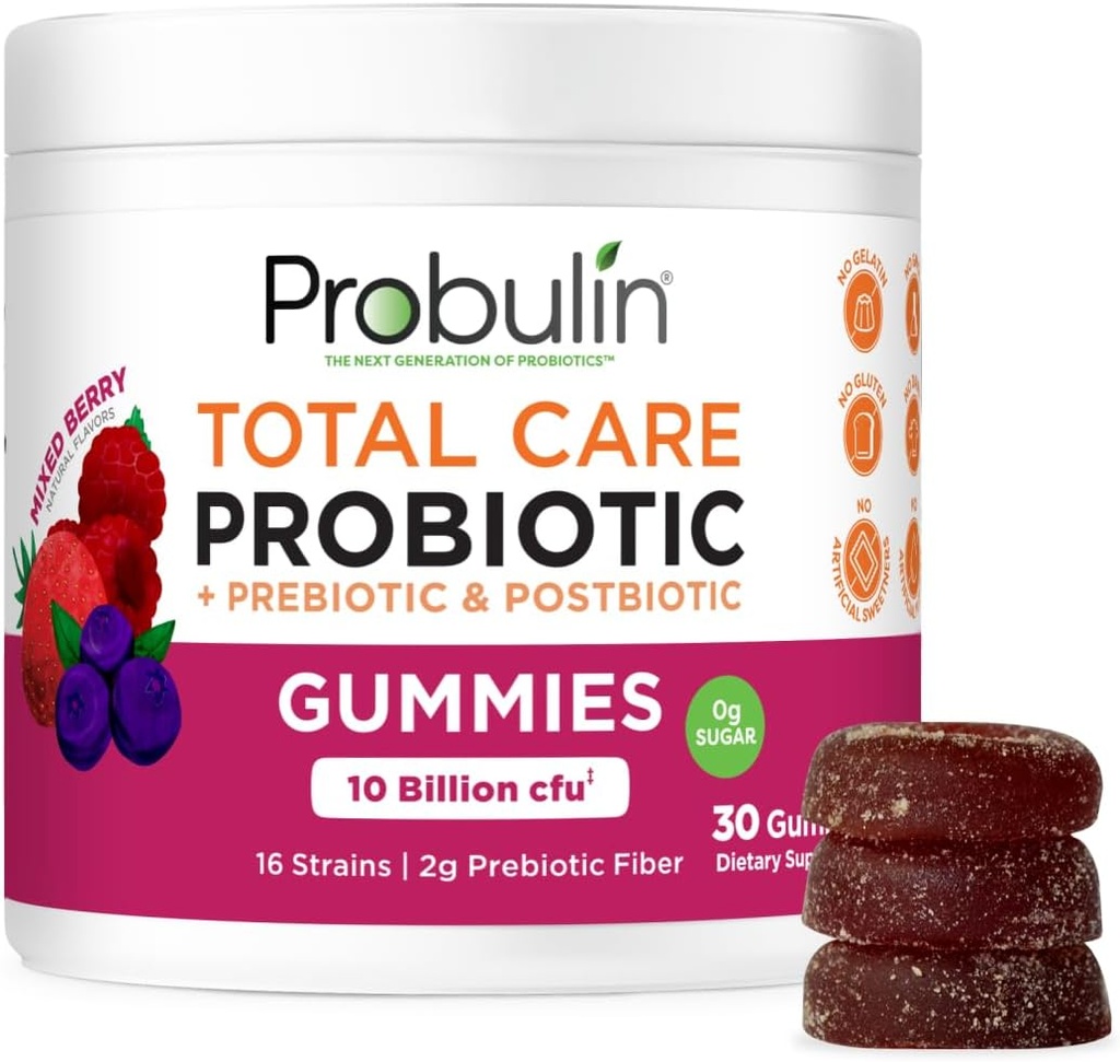 Total Care Probiyotik + Prebiyotik + Postbiyotik Gummies - Karma Berry 30ct