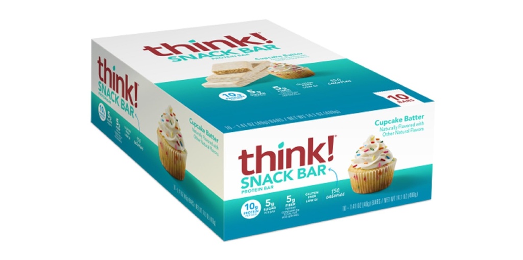 Düşün! Protein Bars with Chicory Root for Fiber, Digestive Support, Gluten Free with Whey Protein Isolate, Cupcake Batter, Snack Bars without Yapay Sweeteners, 1.4 Oz 10