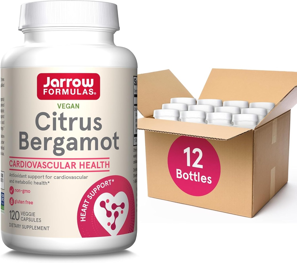 Jarrow Formulas Citrus Bergamot 500 mg-120 Hizmetler (Veggie Caps)- Cardiovascular & Metabolic Health-Dietary Supplement-Gluten Free-Use QH-Absorb,12 Packs