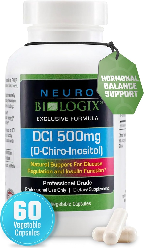 Neuro biologix Υψηλής ισχύος D Chiro Inositol για άνδρες & γυναίκες 500mg - περιεκτική D Chiro Inositol συμπλήρωμα για την υποστήριξη ισορροπίας ορμονών, Mood και ενέργειας - 60 κάψουλες λαχανικών