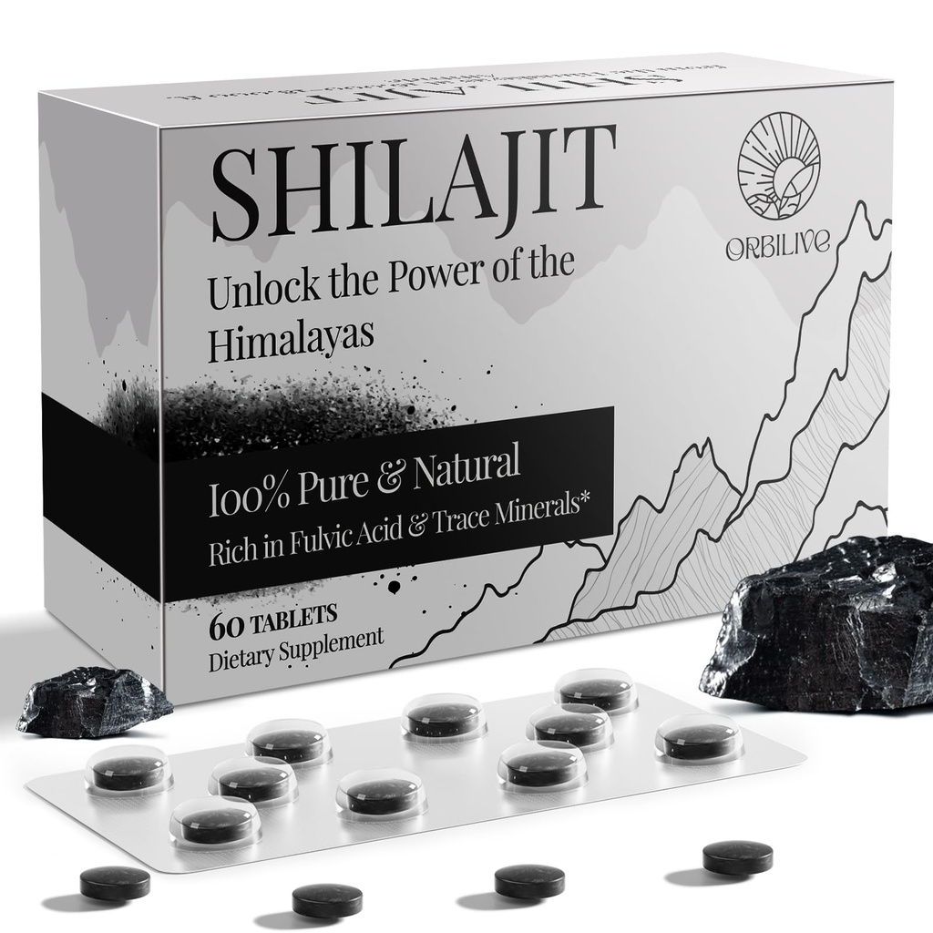30.000 MG Shilajit Tabletleri, 100% Shilajit Pure, Himalaya Organik, Fulvic Acid & 85+ Kadın için Shilajit Tabletler,% 85 Shilajit Pure, Himalaya Organik, Shilajit Trace Minerals, Shilajit Supplement for Energy & Immune System, 60 Count