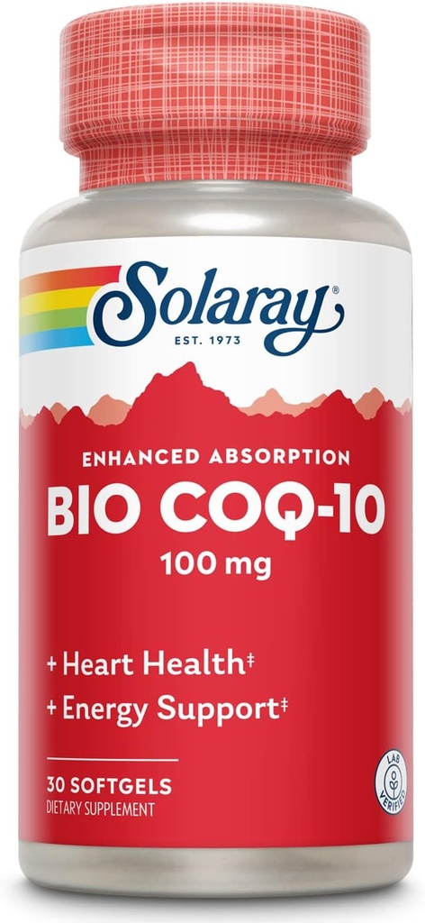 SOLARAY Bio CoQ-10 100 mg | Gelişmiş Abvitamin | Vitaminler A & E | Sağlıklı Kalp ve Hücre Enerji Desteği (30 CT)