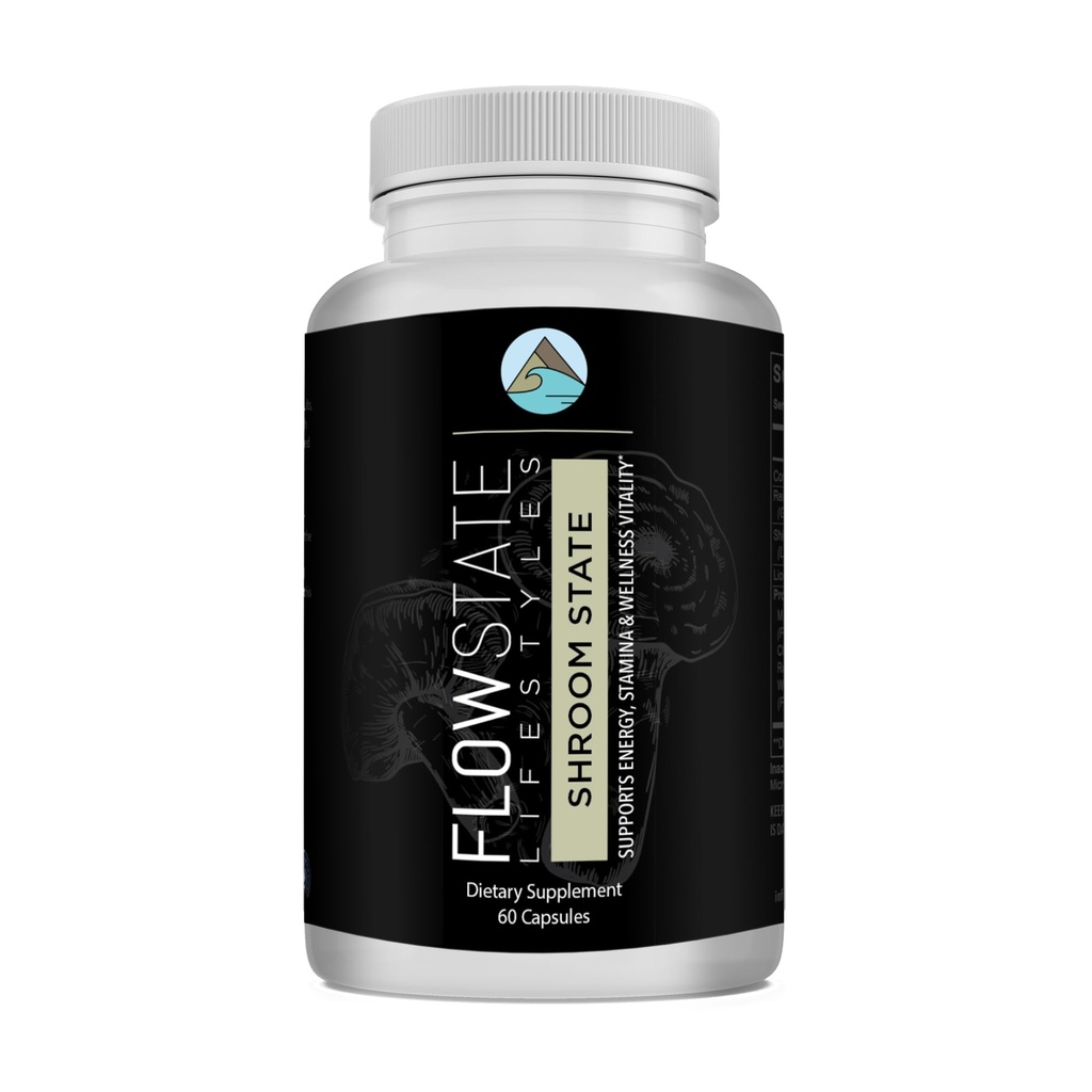 Flow State Lifestyles Mushroom 10X(Shroom State) - Nootropic - Βελτιώνει την εγκεφαλική εστίαση και την ενεργειακή υποστήριξη - Lions Mane, Shiitake, Reishi, Cordyceps, Turkey Tail, Chaga