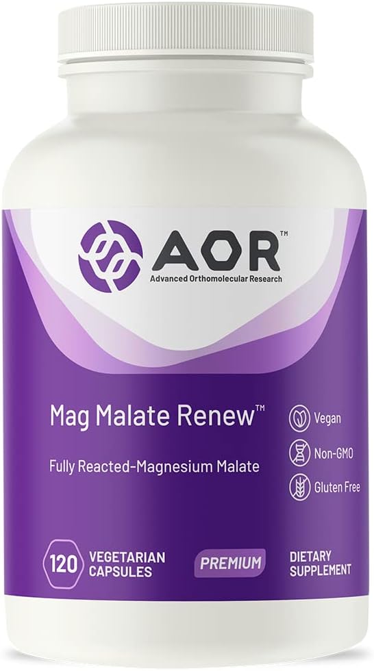 AOR, Mag Malate Renew, Υποστηρίζει μια υγιή καρδιά, μυϊκή λειτουργία και ενέργεια, συμπλήρωμα μαγνησίου, 120 μερίδες (120 κάψουλες)