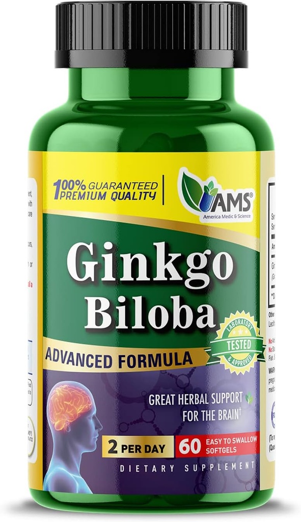 America Medic & Science Ginkgo Biloba 60mg (60 Softgels) 