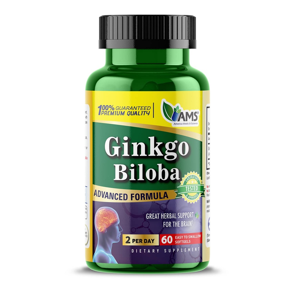 Amerika Medic & Science G Biloba 60mg (60 Softgels) | Erkekler ve Kadınlar için Beyin Takdiri | Herbal Leaf Ekstraksiyonu ile Zihin Geliştirir