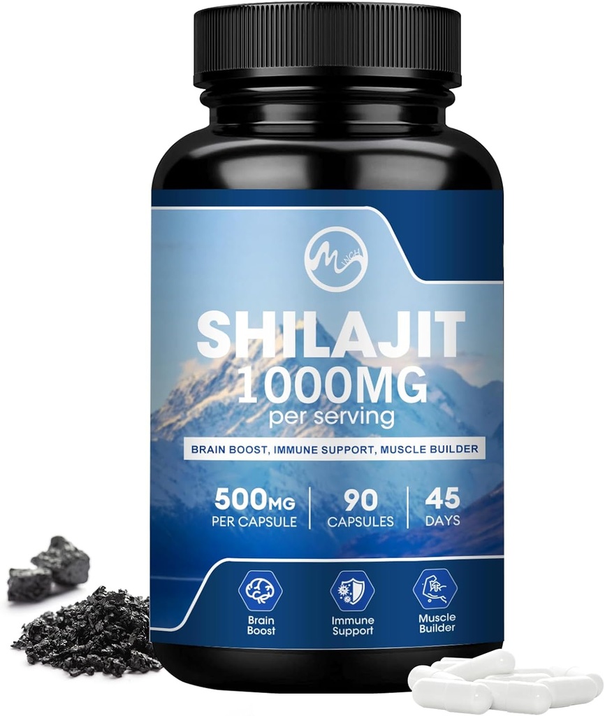 Shilajit Supplement, Shilajit Capsules with Fulvic Acid for Men & Women, Shilajit with 85+ Enerji, Performans ve Immune Health | Non-GMO - 90 Capsules