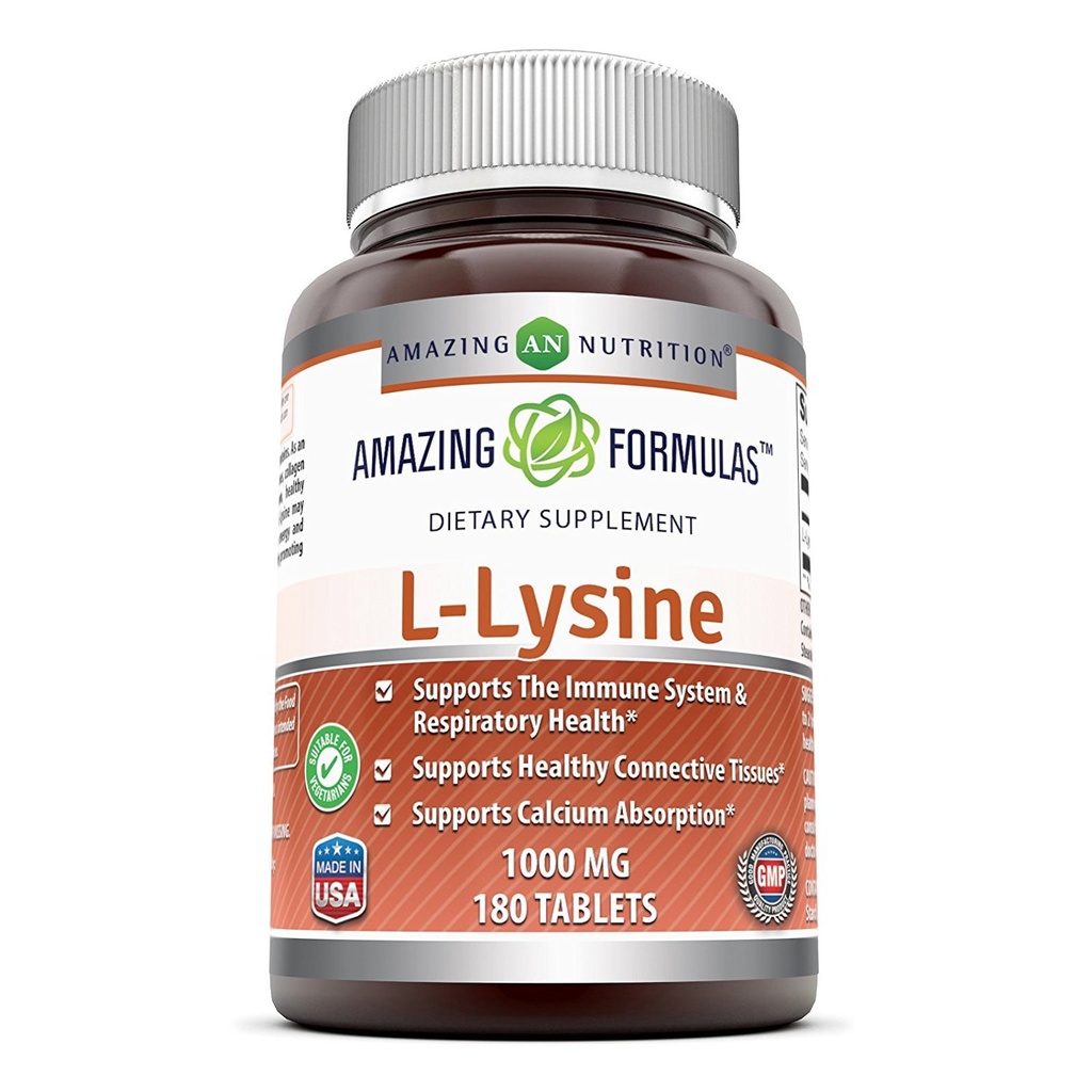 Amazing Formulas L-Lysine 1000 Mg Amino Asit Supplement | Tabletler | Non-GM0 | Gluten-Free | ABD'de Made ( Pack | Count 180)