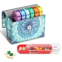 FINPAC Weekly Pill Organizers 4 Times A Day, Slide Open PU Deri Case Travel Pill Vitamin Tıp Hatırlatıcısı ve Sabah için Name Card for Morning / Afternoon| Evening / Bedtime (Emerald Illusions)
