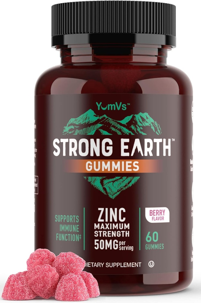 Güçlü Dünya - Çocuklar ve Yetişkinler için 50 mg çinko Gummies (60 Kont) - Immune Support & Antioksi Supplement - Doğal Flavor çinko Supplement Gummy - Gluten, Non GMO, Vegan - Chewable çinko