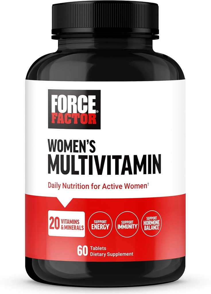 Force Factor Women's Multivitamin, Multivitamin for Women to Support Hormon Balance, Energy, Immunity ve Gut Health, 20 Vitamins & Minerals, Ashwagandha, Chasteberry ve daha fazlası, 60 Tablet