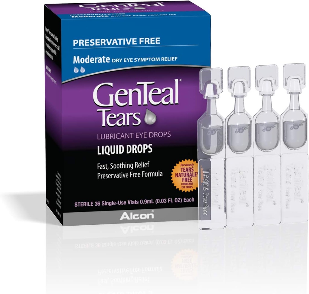 GenTeal Tears Lubricant Eye Drops, Moderate Liquid Drops, SingleUse Vials,1 paket 36 ct , 0.03 Fl Oz Oz