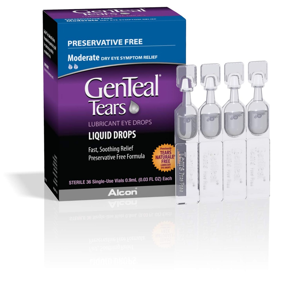 GenTeal Tears Lubricant Eye Drops, Moderate Liquid Drops, SingleUse Vials,1 paket 36 ct , 0.03 Fl Oz Oz